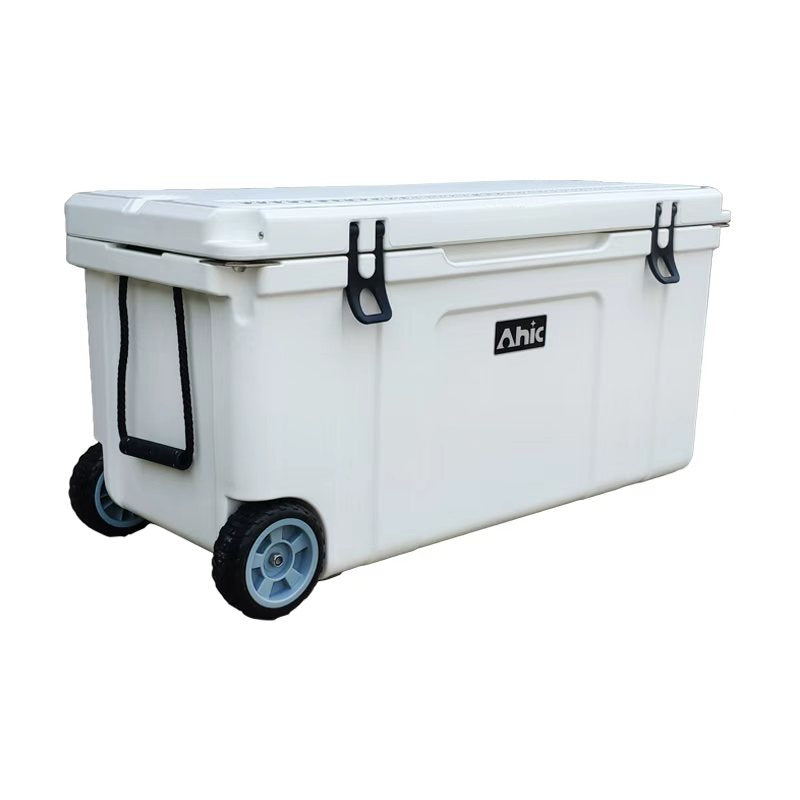 Ahic wheeled cooler box closed - side angle view