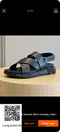 Hermès Chypre Men's Sandals - black leather cross-strap