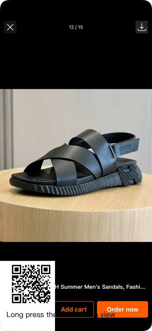 Hermès Chypre Men's Sandals - black leather cross-strap