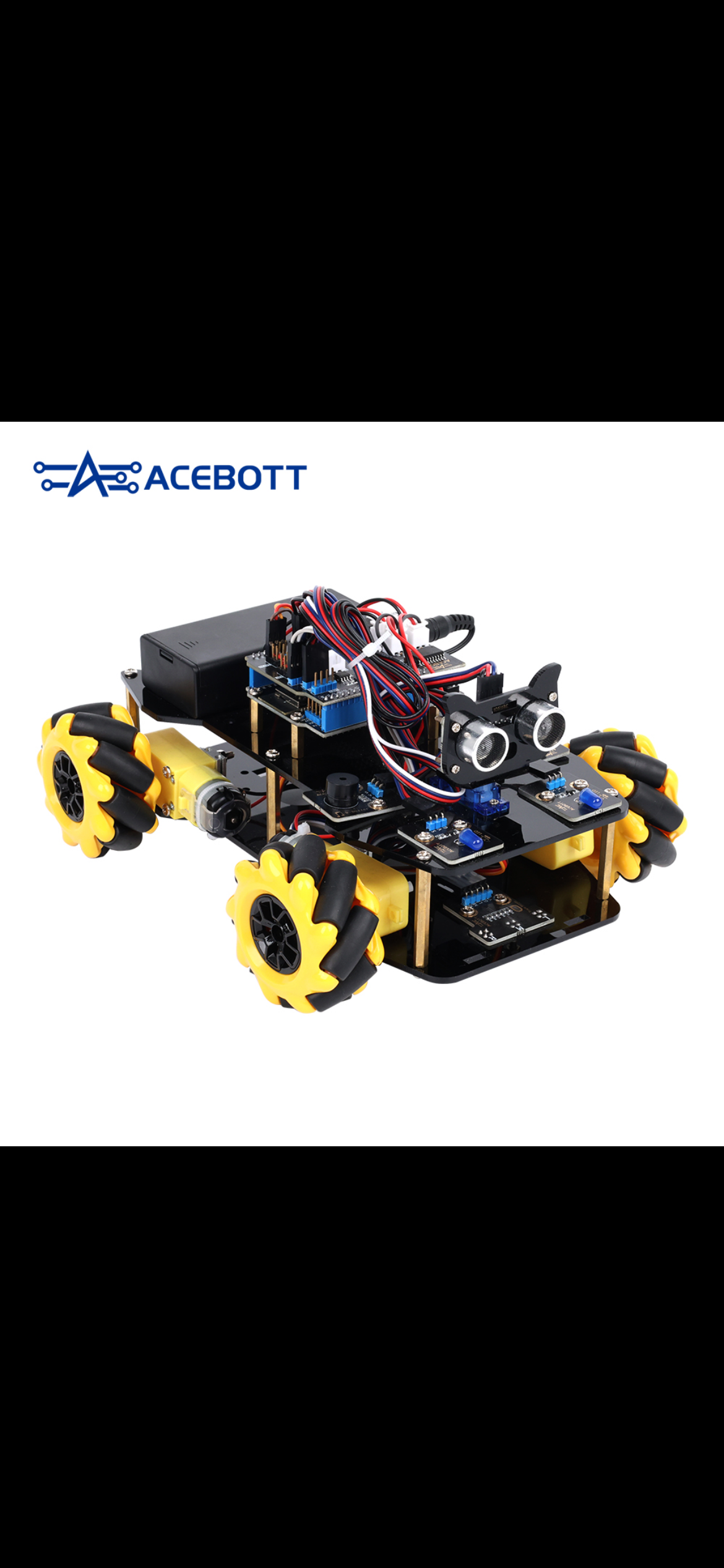 ACEBOTT Mecanum Wheel Robot Car – assembled view